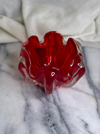 Red Venetian Handblown Glass Bowl