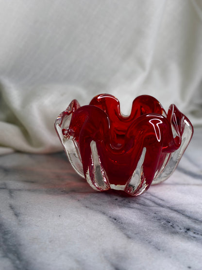 Red Venetian Handblown Glass Bowl
