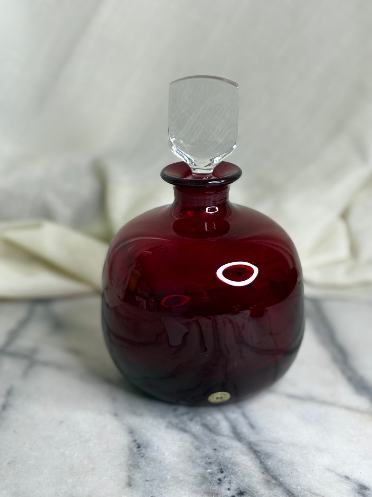 Vintage Ruby Red Glass Decanter