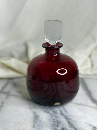 Vintage Ruby Red Glass Decanter