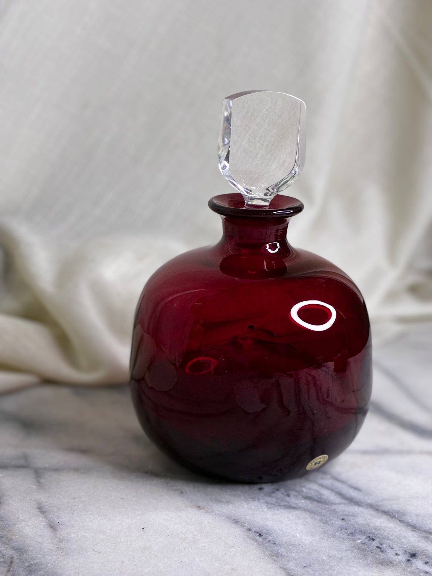 Vintage Ruby Red Glass Decanter