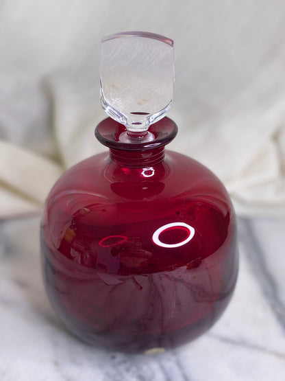 Vintage Ruby Red Glass Decanter